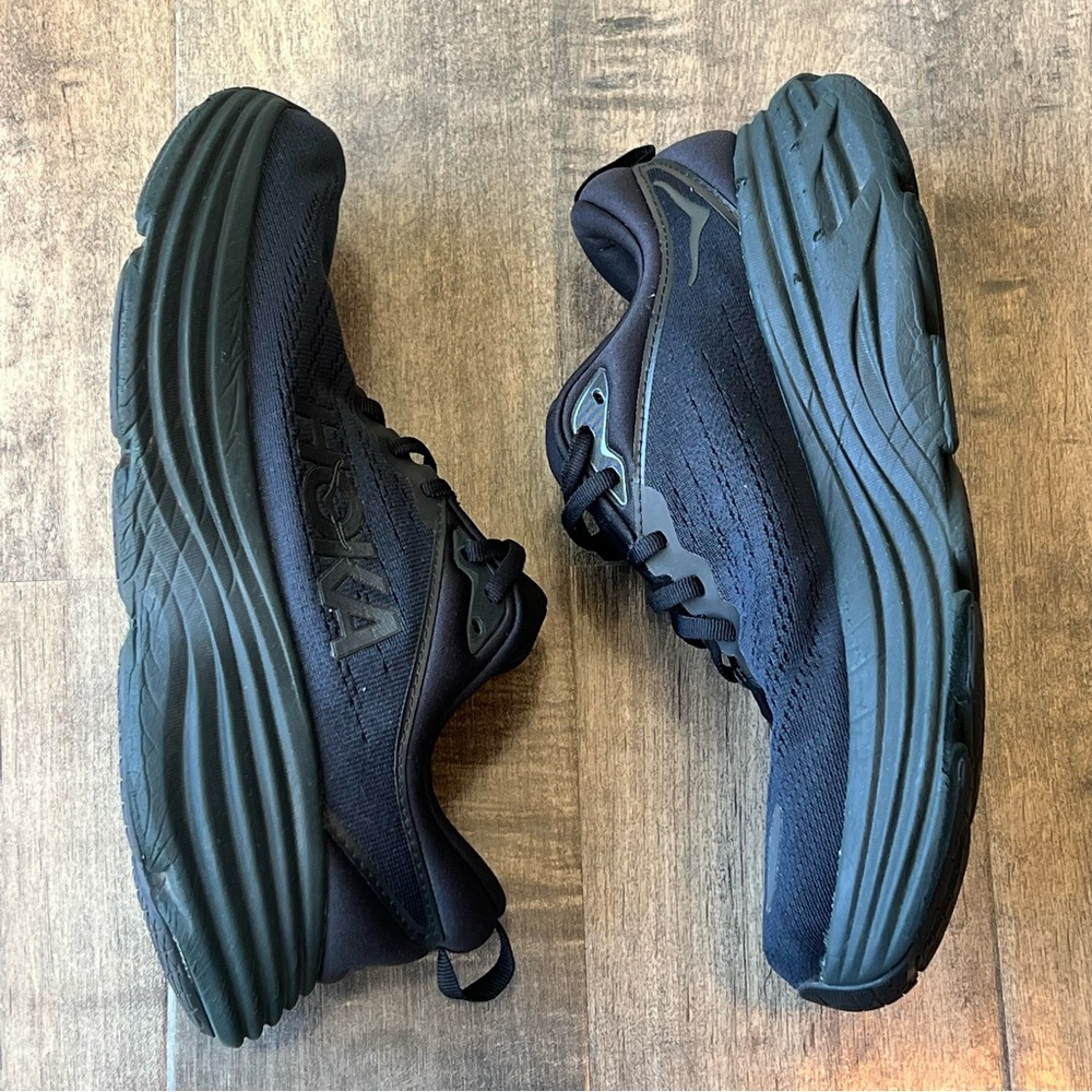 Hoka One One Womens WIDE Bondi 8 Black 1127954 BBLC Running Shoes Size 10 - Picture 3 of 10